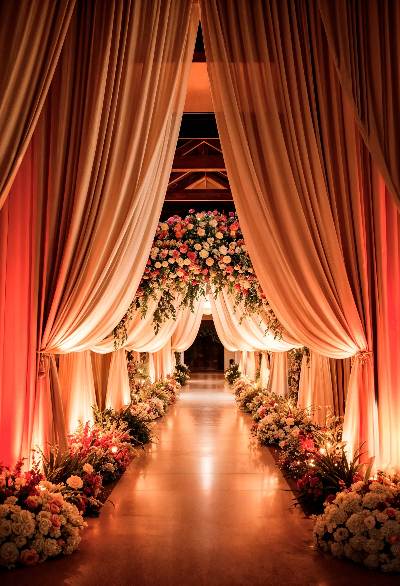 A warm, flower-filled entrance passage by Garuda